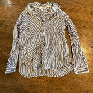 Striped Long Sleeve Button Down Blouse